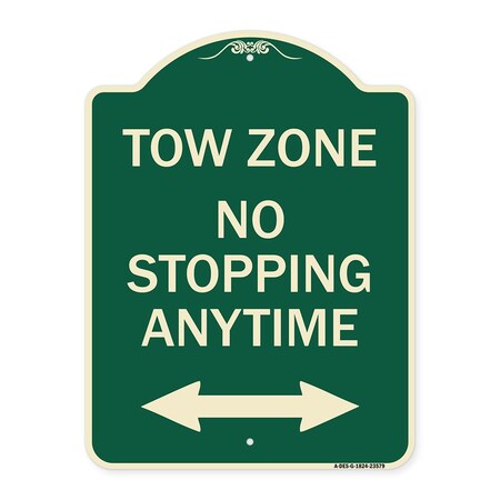 Signmission No Stopping Anytime W/ Bi-Directional Arrow Heavy-Gauge Aluminum Sign, 24" x 18", G-1824-23579 A-DES-G-1824-23579